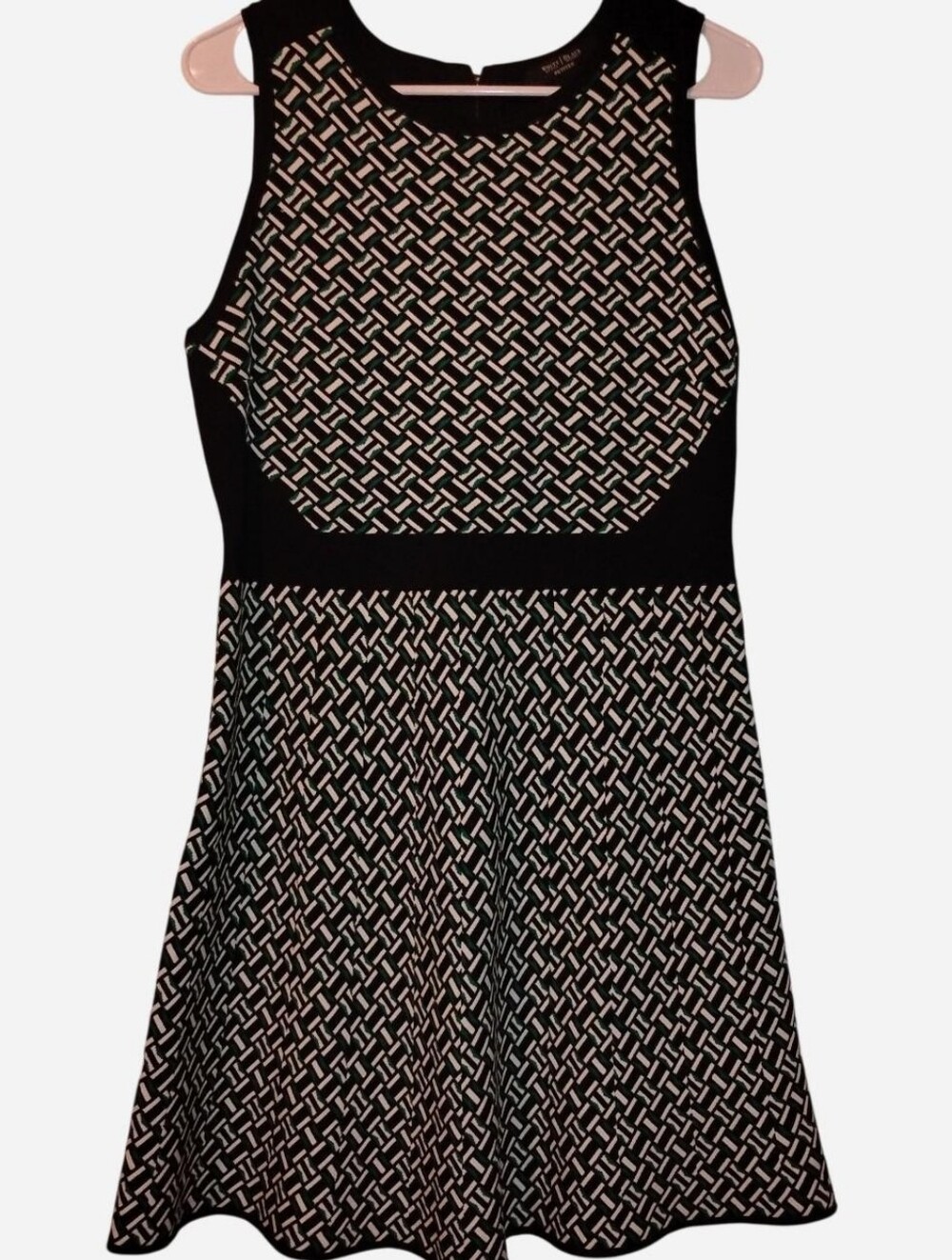 White House Black Market Petites Geometric Knit Fit & Flare Dress - Size LP